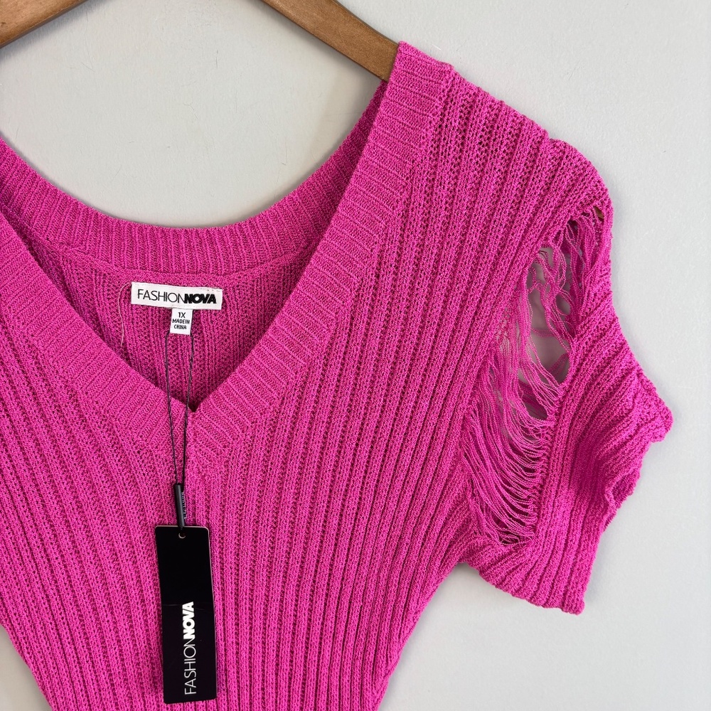 Fashion Nova Distressed Sweater Mini Dress - Picture 5 of 6